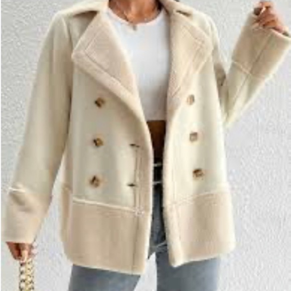 FOX & WIT Sz 2X Faux Leather Faux Sherpa Lined Double Breasted Jacket Coat NEW - Picture 3 of 16